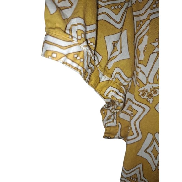 TeX by Max Azria Womens XL Boho Geo Button Front Peplum Tie Waist Blouse Top (Fl - Picture 3 of 5